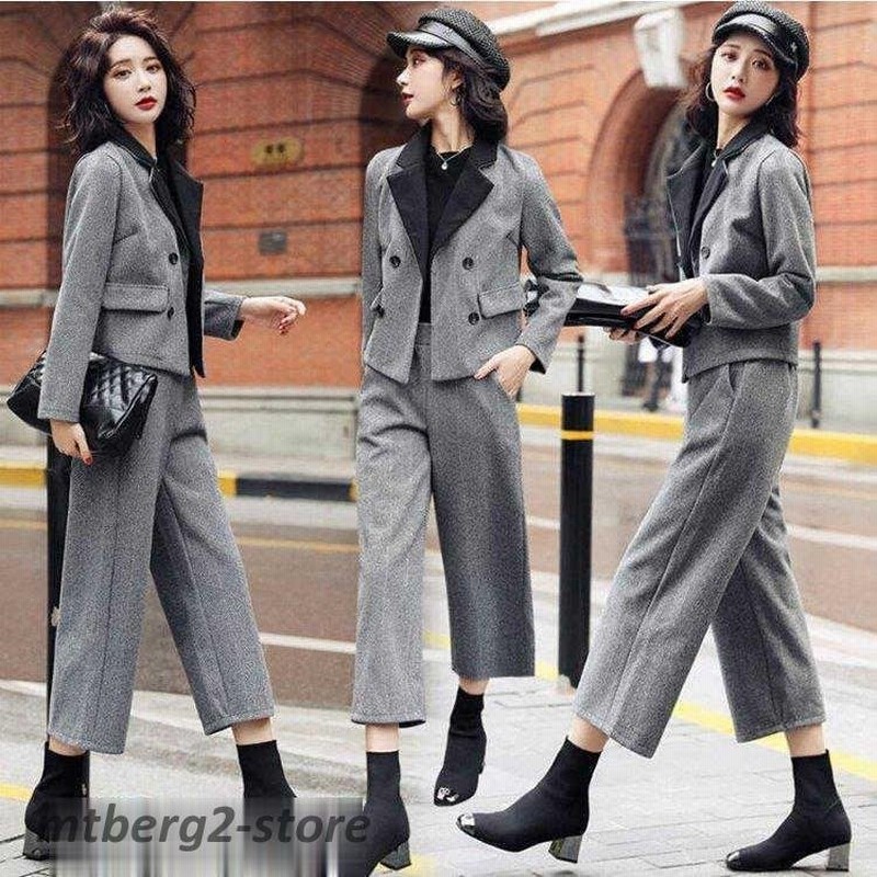 女性スーツ 魅力的 スーツ パンツ 厚手 韓国風 2点セット ダブルブレスト 春秋冬 九分丈 着痩せ レディース 代30代40代50代 ビジネス Ol 通勤 グレー 通販 Lineポイント最大0 5 Get Lineショッピング