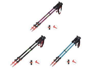 ~雪黛屋~Mountaintop 登山杖三節碳鎢鋼杖尖超輕量握柄吸濕排汗鋁合金外鎖徒步手杖MMPB0008