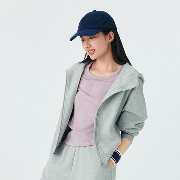 【PONY】韓風短版休閒連帽外套 微寬鬆落肩版型 立體剪裁設計 女 灰-253W2KJ49SY