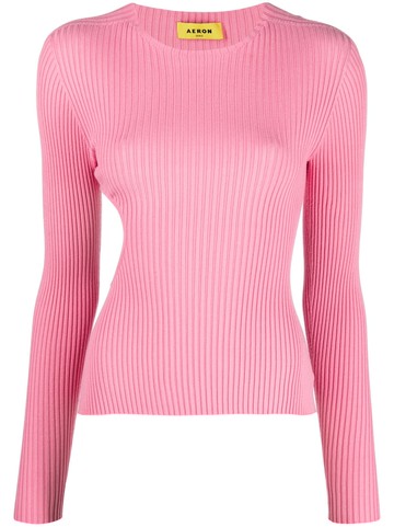AERON - Zero ribbed-knit jumper - women - Polyester/Viscose - XS - Pink