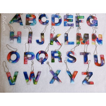 純手工製作~英文字母AB滴膠吊飾扣珠珠鏈吊牌/文創商品