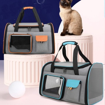 寵愛有家-藍橘時尚透氣外出便攜雙肩手提大容量寵物包(寵物手提包)