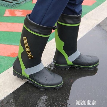夏長筒雨鞋男超防滑高筒防水鞋男士高筒耐磨水靴戶外釣魚膠鞋套鞋『潮流世家』