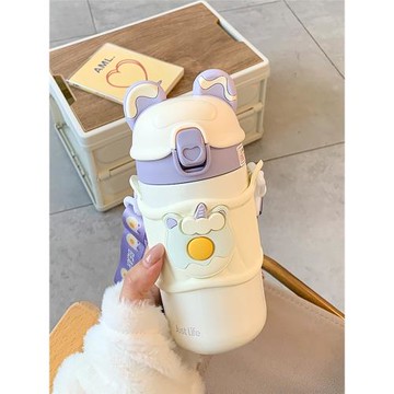 保溫杯女可愛水杯吸管小學生兒童上學專用便攜2022新款幼兒園杯子