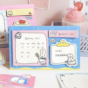 可立組合便利貼套裝 Totolo Cafe韓系ins線條小動物計劃留言N次貼