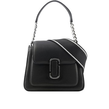 MARC JACOBS The J Marc 平滑皮革梯形手提斜背二用包(黑色)