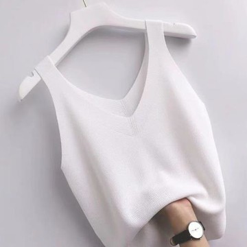 冰絲針織雙V領吊帶背心夏裝內搭韓版修身顯瘦無袖薄款百搭上衣女
