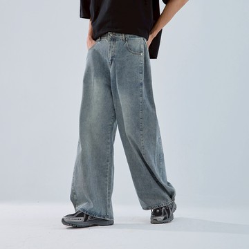 QUEENSHOP_F 女裝 中性打褶金屬釦牛仔褲 S/M/L 現+預 【04011841】