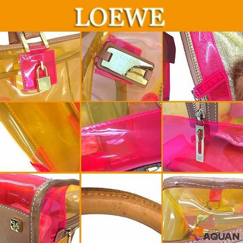 LOEWE ロエベ アマソナ ボストンバッグ ハンドバッグ クリア ビニール×レザー クリアオレンジ×クリアピンク 送料込み |  LINEブランドカタログ