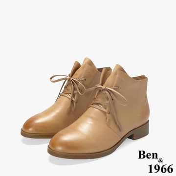 Ben&1966高級頭層打腊羊皮經典流行短靴-棕(247202)