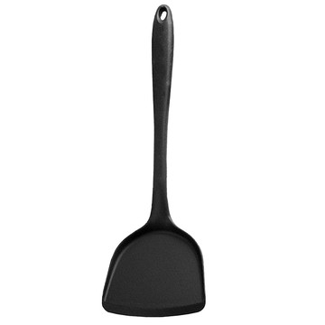 不傷鍋耐熱矽膠鍋鏟/煎匙/漏鏟  黑色  1支