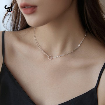 2022年新款銀色項鏈女高級設計感小眾鎖骨鏈簡約頸鏈配飾甜酷飾品