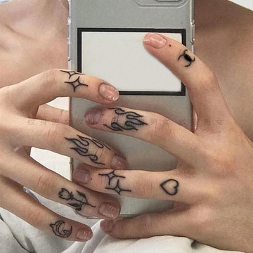⚡免運臺灣有貨⚡原創手繪闇黑係手指紋身貼持久防水個性酷女
