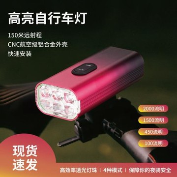 自行車燈夜騎高亮LED山地車前燈防水Type-c充電戶外騎行2000流明