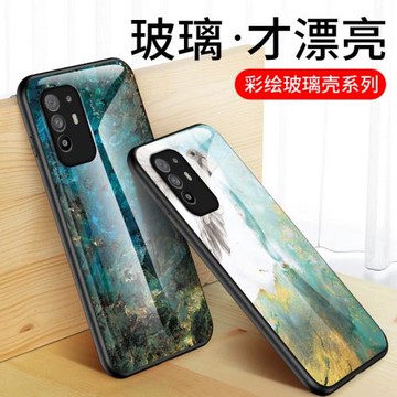 適用0ppoReno5F手機殼潮牌女opporeno5z防摔保護套opopreno5lite青春版全包男款reno5Z彩繪玻璃外殼子CPH2211