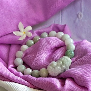 貔貅&緬甸翡翠手鍊 柔美色調 純天然A貨翡翠 寬度10公釐