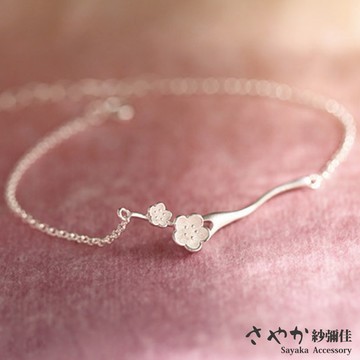 【Sayaka紗彌佳】文藝風格櫻花枝葉手工造型手鍊