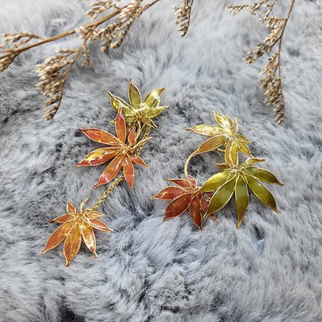 【楓楓相連到天邊】 水晶花耳夾耳環