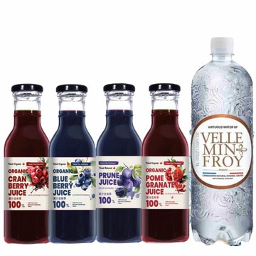 有機思維 自然思維 石榴原汁 藍莓原汁 蔓越莓原汁 黑棗原汁 Velleminfroy 氣泡天然礦泉水 100%純有機原汁 加拿大進口 氣泡水