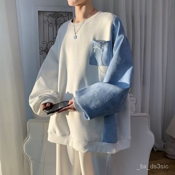 【秋冬上新】日係cityboy拚接衛衣男秋季小衆設計感撞色上衣oversize潮牌外套 XIUU