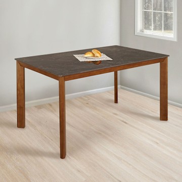 Homelike 喜家居140cm黑岩板實木胡桃餐桌(2316)-140x80x76公分