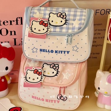 YOU-可愛少女kitty手提化妝包女便攜大容量旅行洗漱包化妝品收納包袋 R3OQ