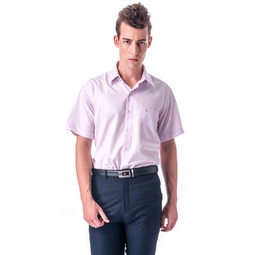 【金安德森】粉底黑線吸排短袖襯衫