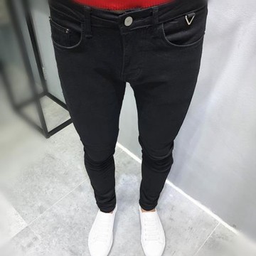 潮男原創秋新韓版修身純黑顯瘦百搭小腳牛仔褲社會小伙青年長褲