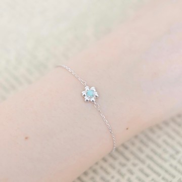 天河石925純銀波堤小花手鍊