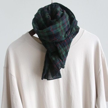 VARVISU 雷娜格紋棉質圍巾  165 × 35 厘米  綠色