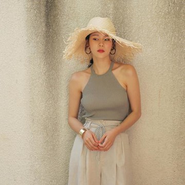 草帽平頂大檐女海邊度假草編帽