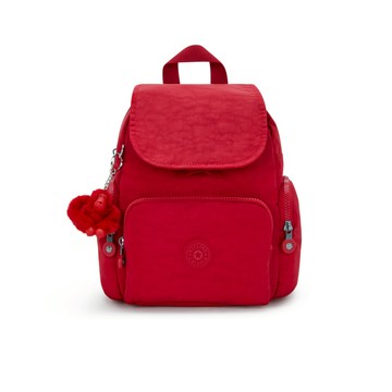 『猴子包』寶石紅掀蓋拉鍊後背包-CITY ZIP MINI