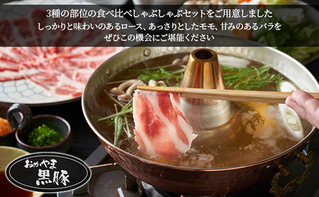 定期便 3ヶ月 おかやま 黒豚 しゃぶしゃぶ 食べ比べセット 毎月 約600g（ロース、モモ、バラ 各約200g）×3回 豚しゃぶ 豚肉 冷凍