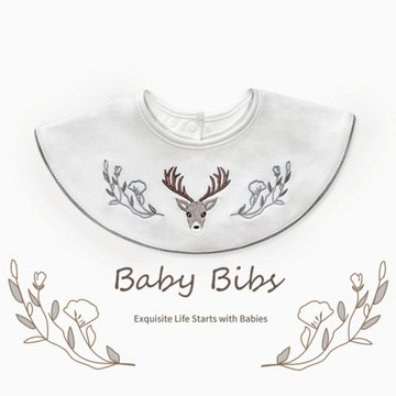 【安琪兒婦嬰百貨】棉嬰庫 MianYingKu 嬰兒刺繡圍兜/新生兒圍兜口水巾(小鹿)