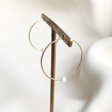 K14gf 珍珠圓形耳環