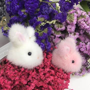 新款皮草水貂毛小玉兔裝死掛件兔可愛獺兔毛小兔子包包手機掛飾