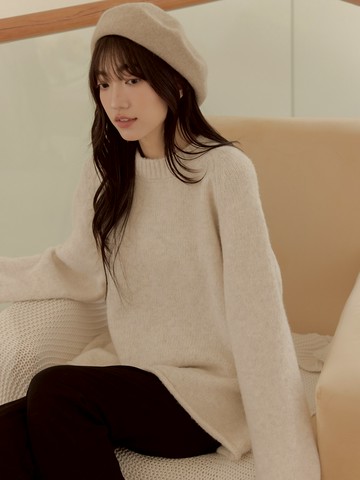 混色軟綿綿捲邊毛衣