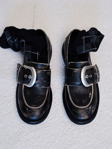 Vintage Chunky Loafer Sneakers [Black Beige]