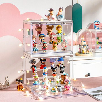 盲盒收納展示架子泡泡瑪特展示盒亞克力透明防塵手辦收納盒子大號