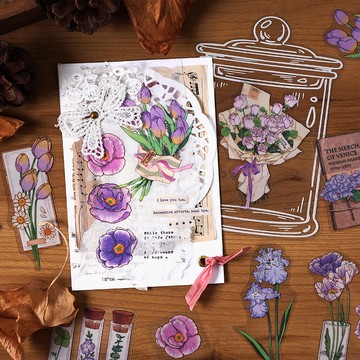 🍋檸檬青🍋現貨📢超值限時特價📢詩酒花夢茶系列PET防水植物花草麵包咖啡書籍圖案貼紙6款21枚入手帳裝飾素材