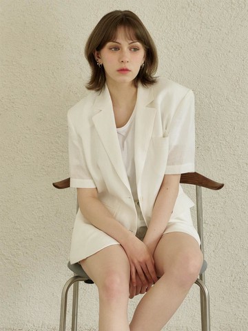 Half Sleeve Linen Blazer