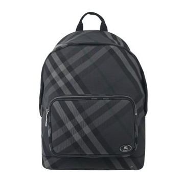 BURBERRY Grid格紋尼龍後背包(炭灰色)