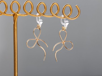 14kgf-簡單的緞帶夾式/可更換耳環可以更改為無環耳環