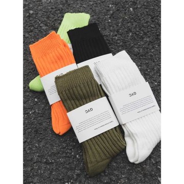 余文樂襪子日系潮牌秋季工裝風復古粗線中長筒純棉堆堆襪純色長襪