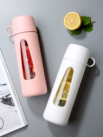 玻璃杯ins風帶蓋水杯男便攜創意潮流透明夏天女網紅防摔喝茶杯子