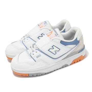 New Balance 休閒鞋 550 中童 白 水銀藍 小朋友 魔鬼氈 皮革 復古 運動鞋 NB PHB550WB-M