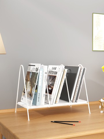 北歐小書架桌面兒童書本收納置物架落地辦公桌復古報刊雜志架日式