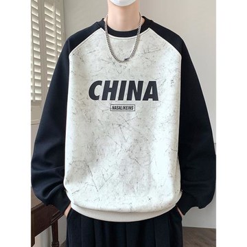 2025新款秋季圓領衛衣男青少年潮牌字母印花寬松休閑百搭長袖上衣