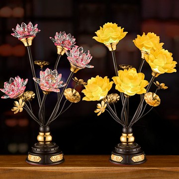 水晶蓮花燈家用佛前供燈佛燈LED長明燈寺廟供佛燈荷花燈佛供燈