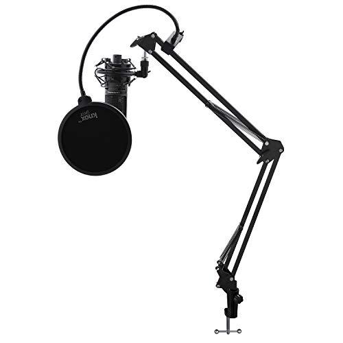 Audio-Technica AT2020USB  Condenser Microphone with Knox Gear Shock Mount, Boom Arm, and Pop Filter 並行輸入品